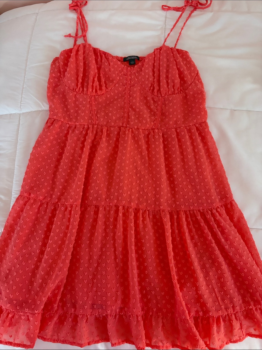 Women’s/teen’s coral heart print mini dress (size L)